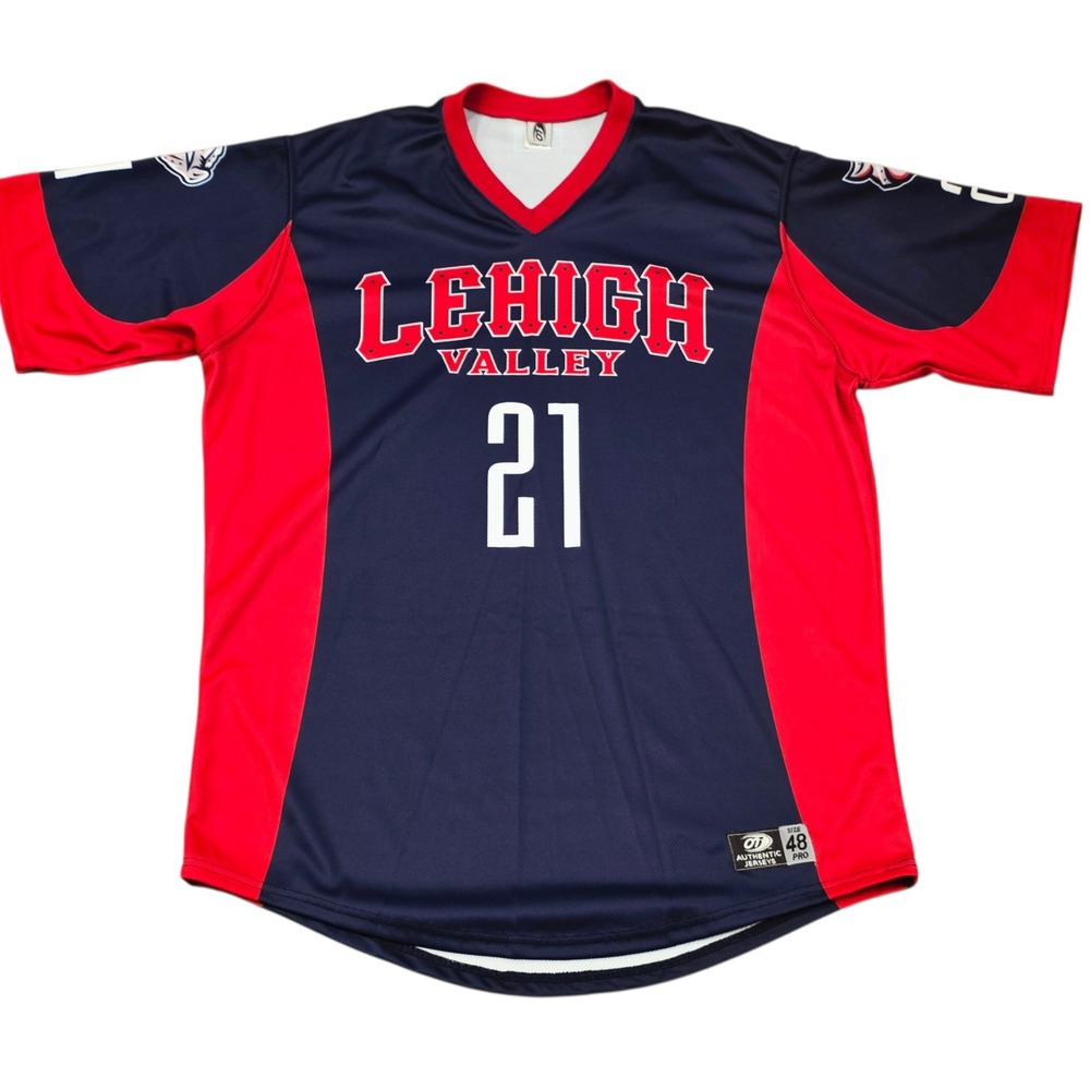 Lehigh Valley IronPigs Adam Morgan #21 Game Used Signed Jersey OT Size 48 MiLB